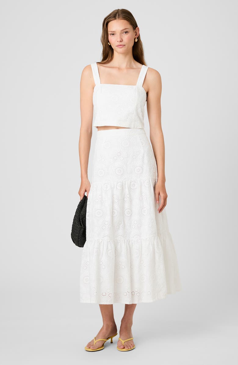 French Connection Svea Eyelet Crop Tank, Alternate, color, Summer White