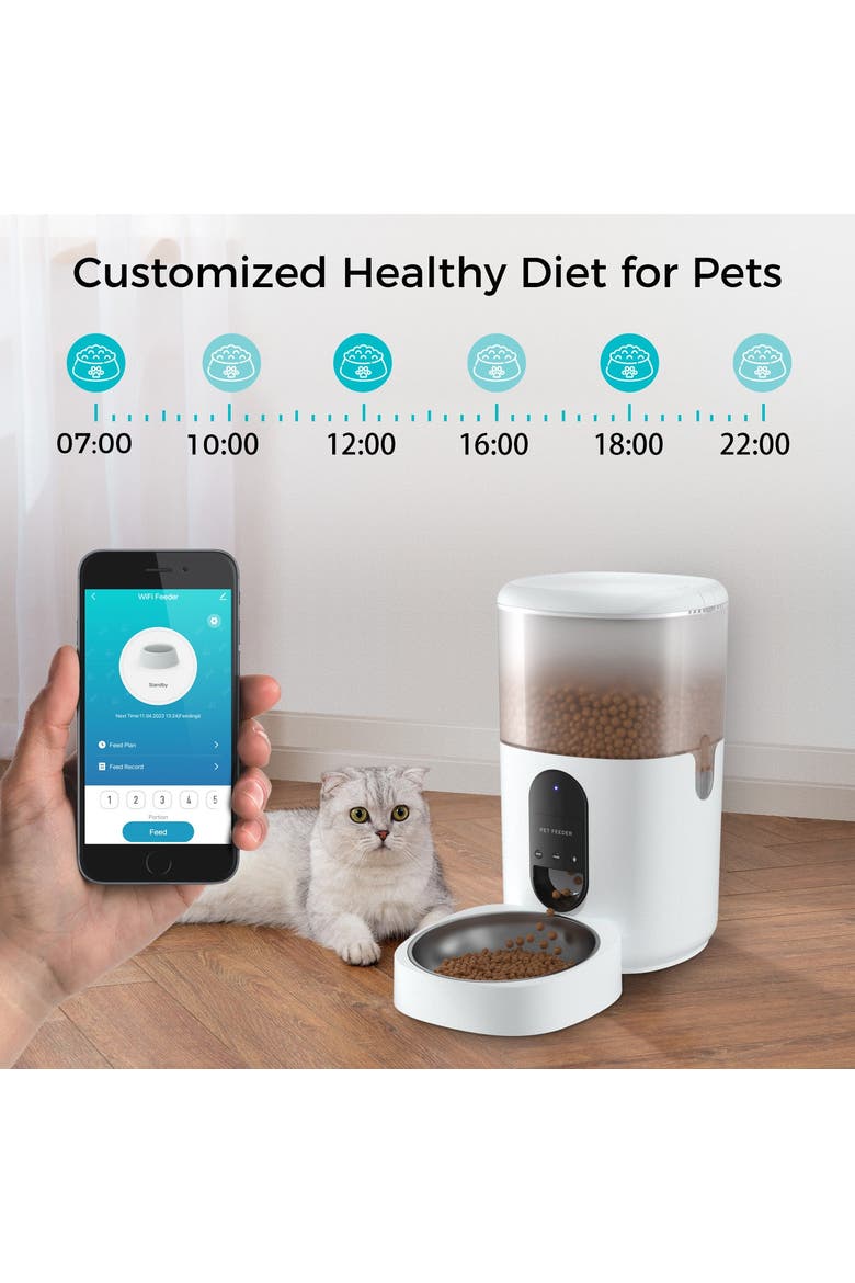 Smart WiFi Pet Feeder Automatic Food Dispenser, Alternate, color, White