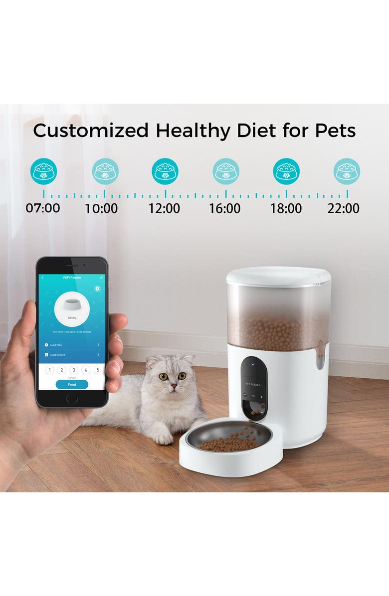 Eco4Life Smart WiFi Pet Feeder Automatic Food Dispenser, Alternate, color, White