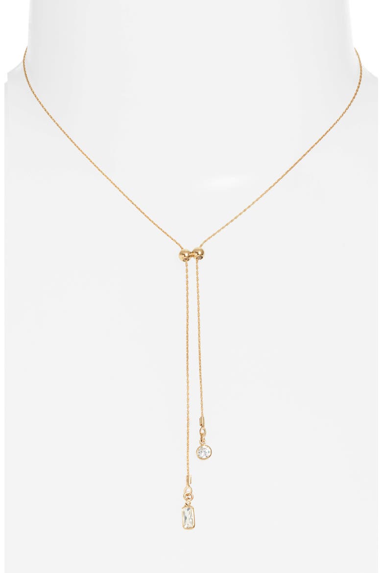 Zoey Cubic Zirconia Lariat Necklace, Alternate, color, GOLD