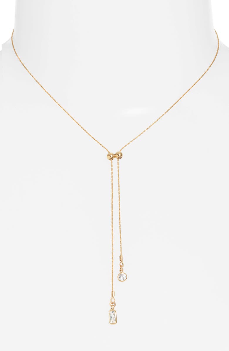 Set & Stones Zoey Cubic Zirconia Lariat Necklace, Alternate, color, Gold