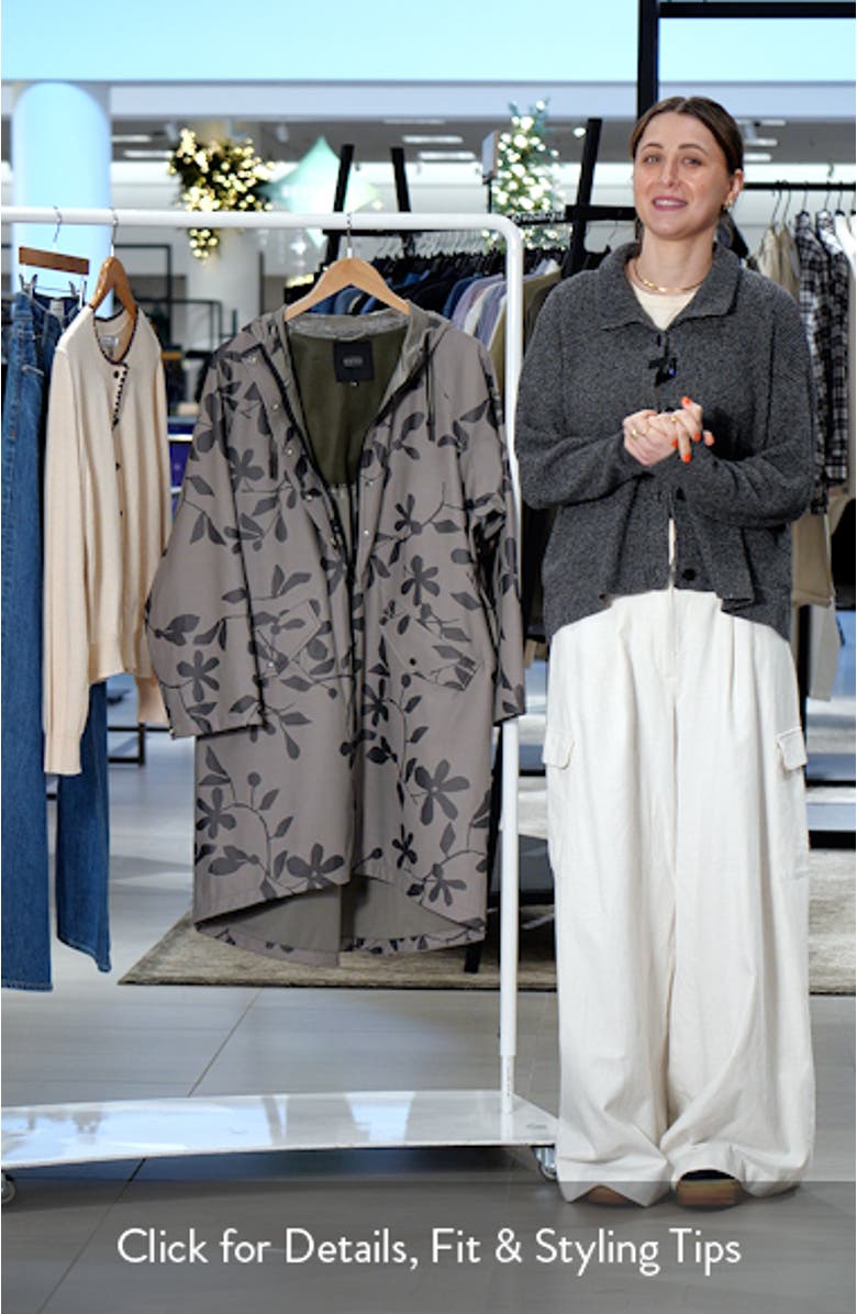 Theia Leaf Print Hooded Raincoat, sales video thumbnail