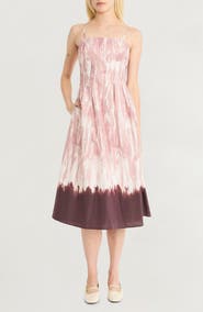 Luxely Pleated Cotton Blend Poplin Dress