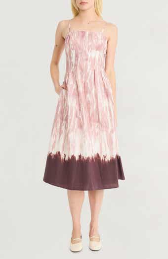 Luxely Pleated Cotton Blend Poplin Dress