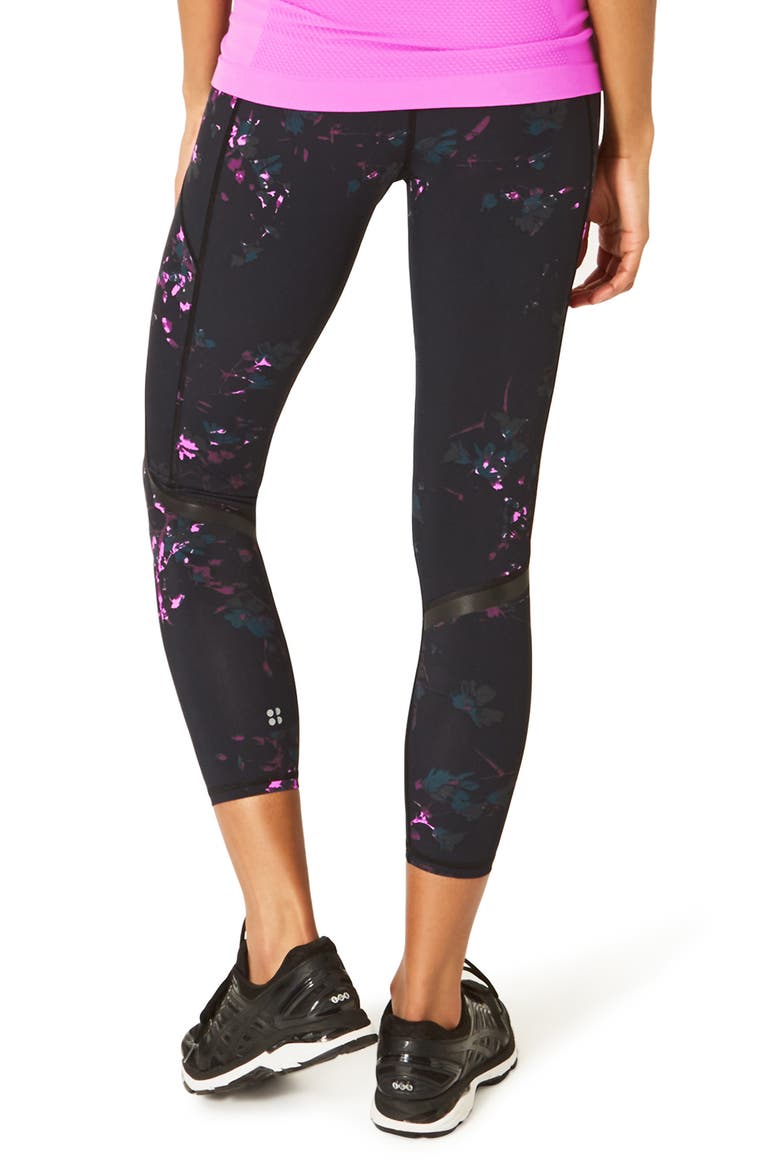 Zero Gravity Print Ankle Leggings, Alternate, color, BLACK DAISY PRINT