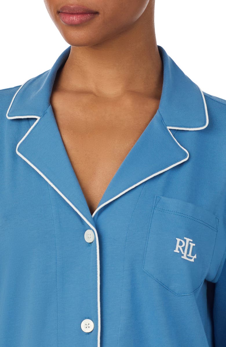 Lauren Ralph Lauren Solid Cotton & Modal Pajamas, Alternate, color, Blue