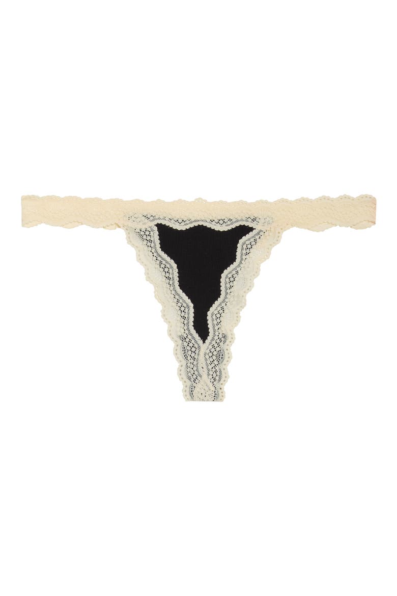 Intimately FP Oh My Darling Low Rise Cotton Blend Thong, Alternate, color, BLACK