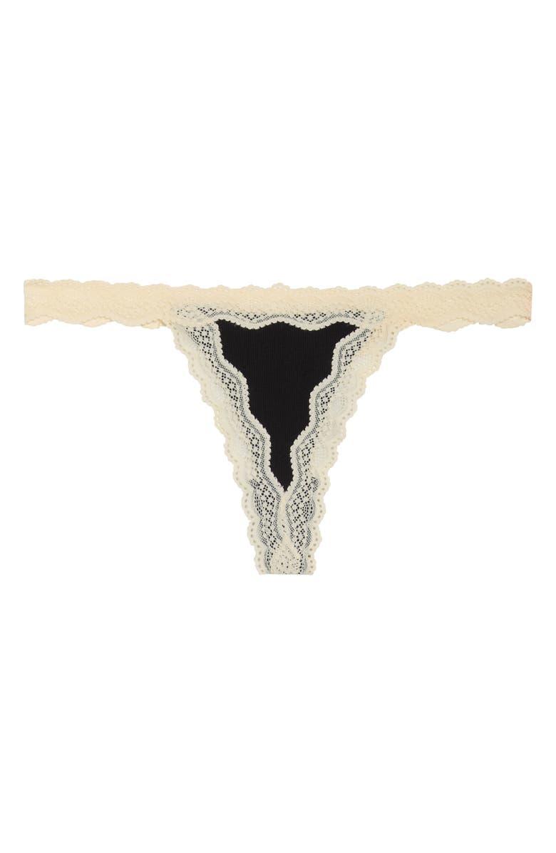 Free People Intimately FP Oh My Darling Low Rise Cotton Blend Thong, Alternate, color, Black
