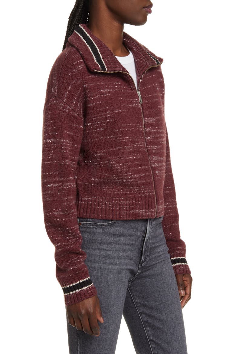 Space Dye Cotton Blend Zip Cardigan, Alternate, color, BURGUNDY ROYALE COMBO