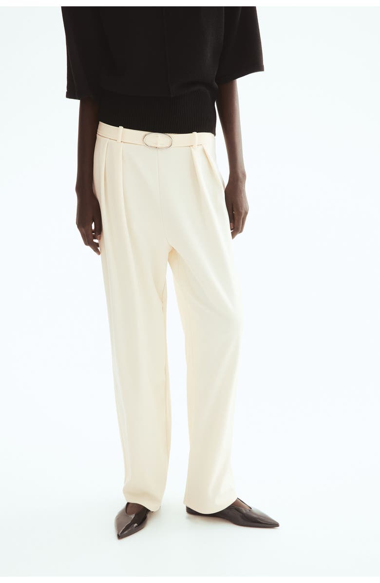 H&M Ponte Di Roma Trousers, Alternate, color, Cream