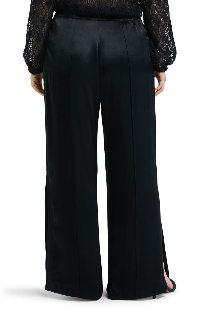 Estelle Highlight Wide Leg Slit Hem Satin Pants, Alternate, color,