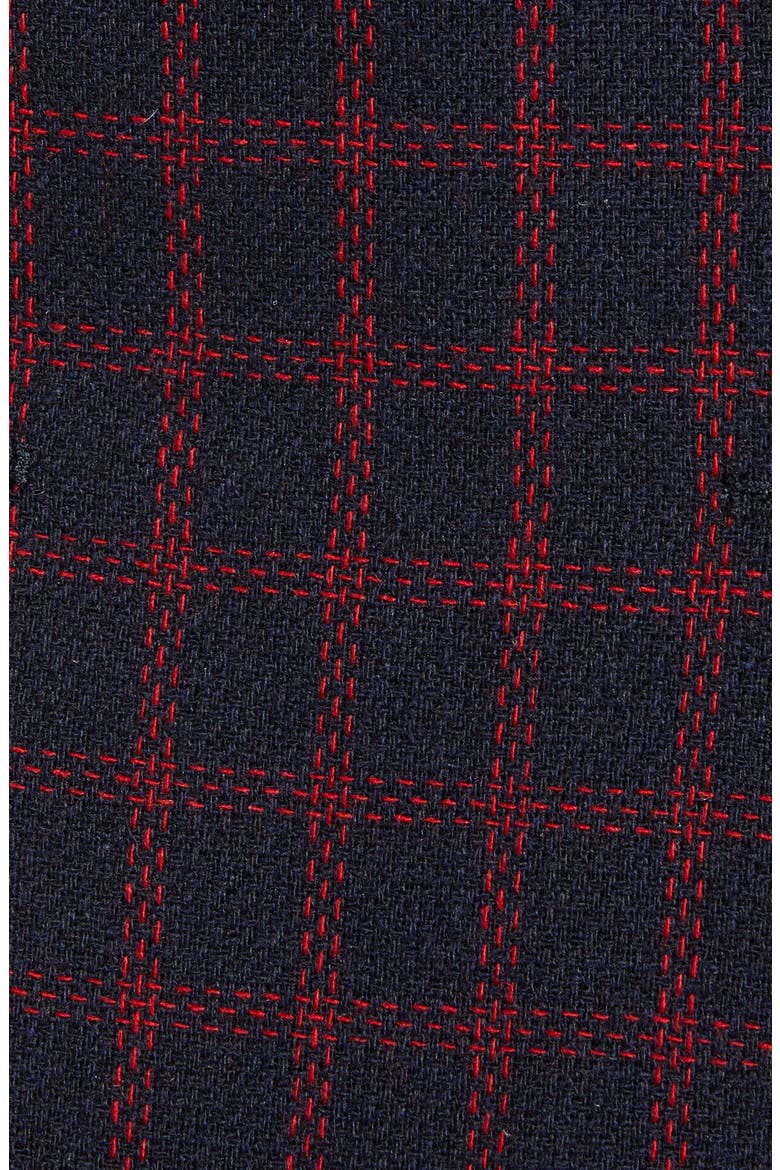 Double Button Skirt, Alternate, color, NAVY- RED BASKETWEAVE