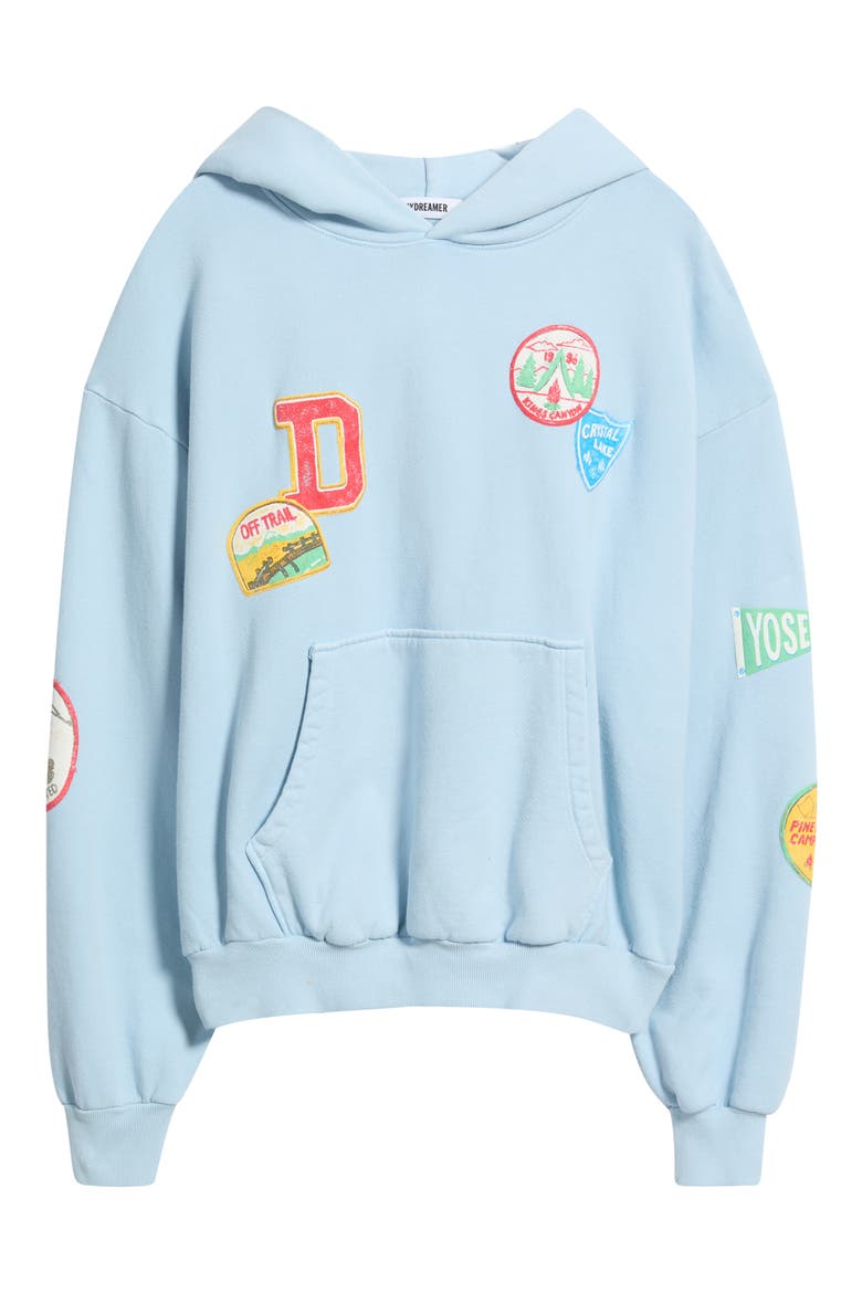 Camp Patches Oversized Hoodie, Alternate, color, POWDER BLUE