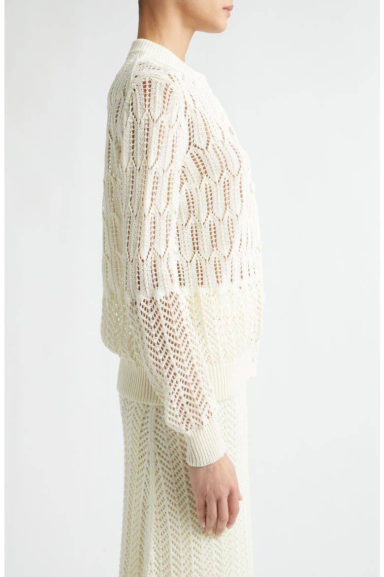 Pointelle Knit Cotton Cardigan, Alternate, color, EGGSHELL