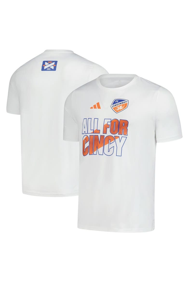Men's adidas  White FC Cincinnati 2025 Jersey Hook AEROREADY T-Shirt, Main, color, White