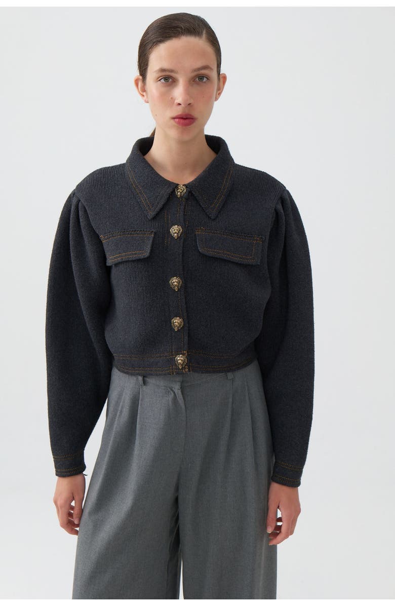 Nocturne Shirt Collar Crop Jacket, Main, color,