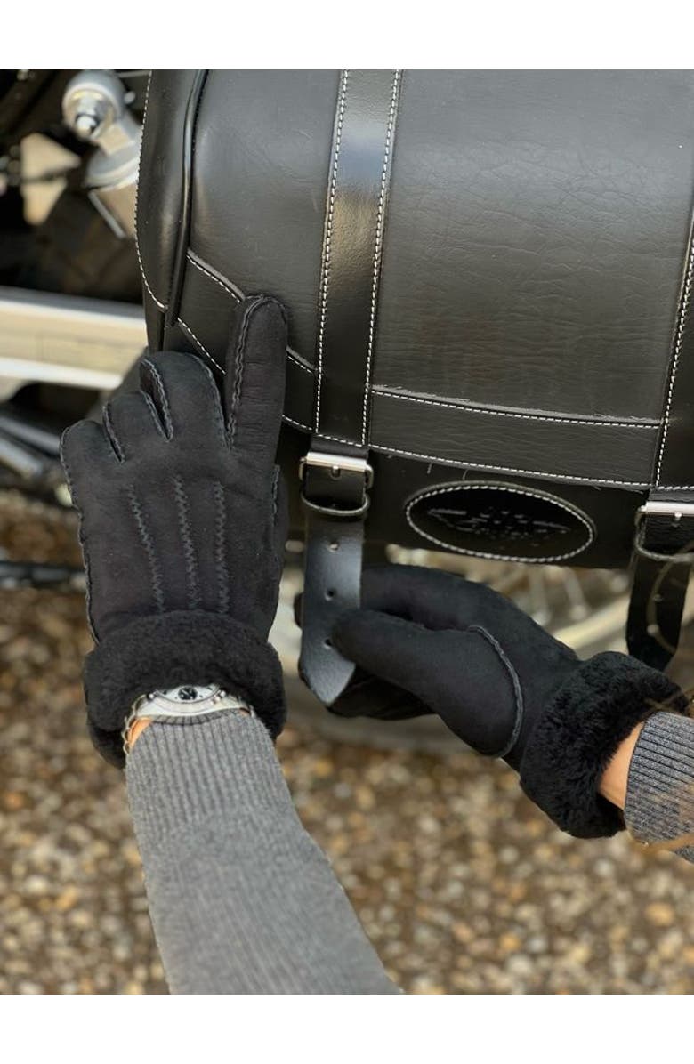 Agnelle Arnaud Shearling Glove, Alternate, color, Noir