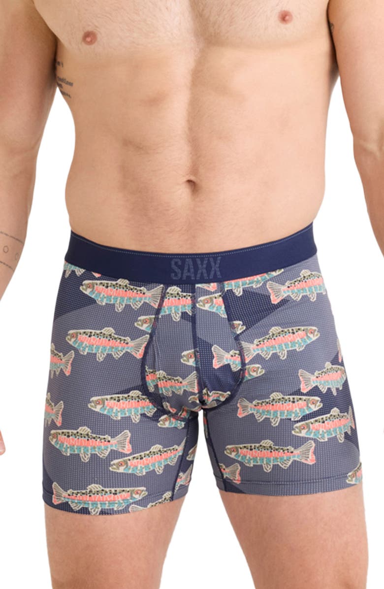 SAXX Quest Quick Dry Mesh Boxer Briefs, Main, color, Mosaic Trout-Maritime