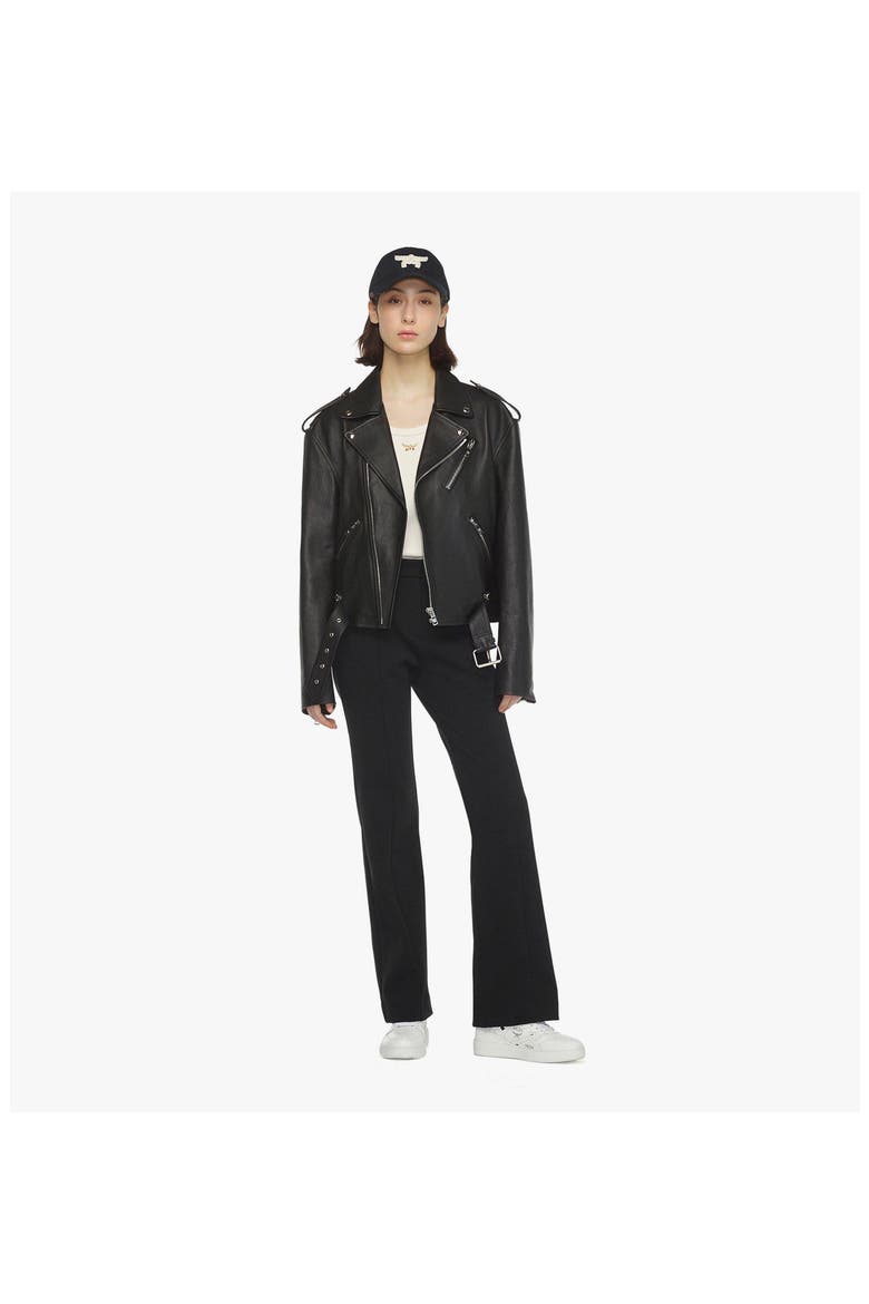 Cropped Rider Jacket in Lamb Leather, Alternate, color, Black