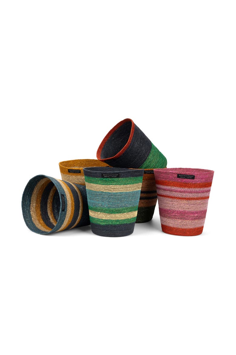 Striped Seagrass Waste Paper Baskets - Mixed Set of 6, Alternate, color, Multi