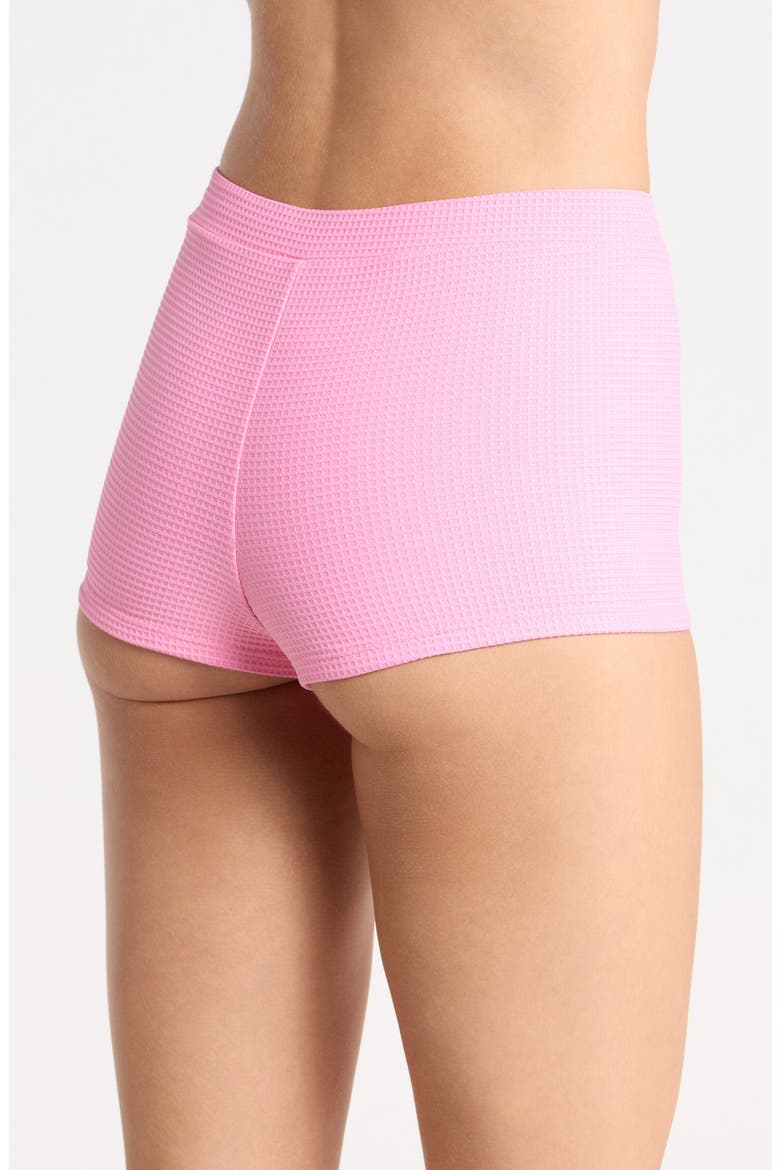 Farrah Waffle Swim Shorts, Alternate, color, BUBBLEGUM WAFFLE