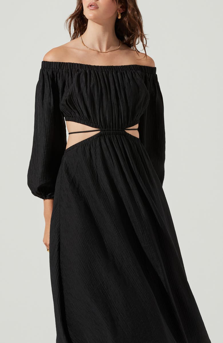 ASTR the Label Cassian Off the Shoulder Long Sleeve Midi Dress, Alternate, color, 