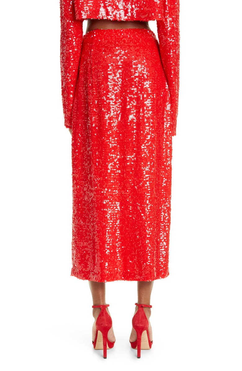 LAPOINTE Side Slit Sequin Midi Skirt, Alternate, color,