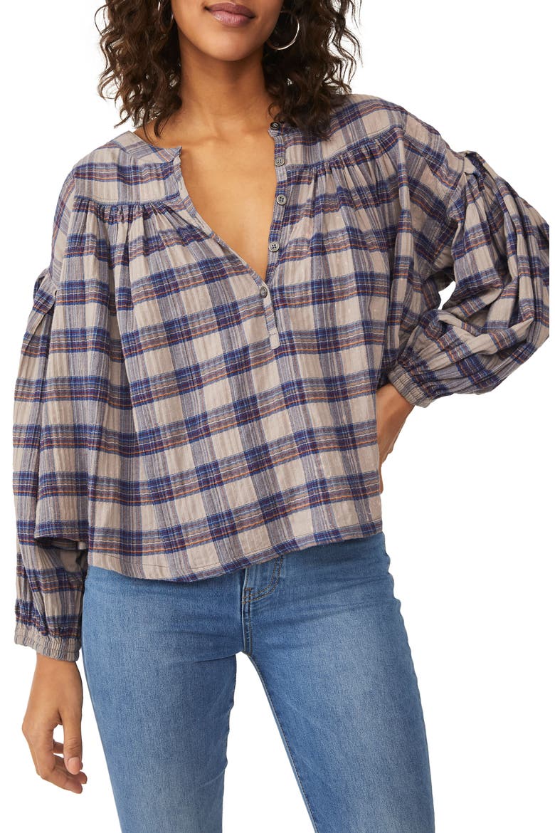 Jessi Plaid Top, Main, color, GREY COMBO