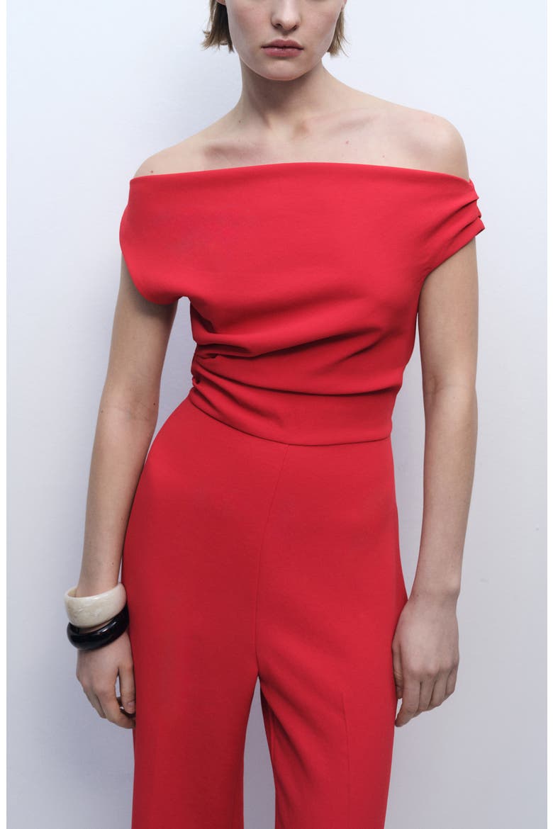 Yes Off the Shoulder Jumpsuit, Alternate, color, BRIGHT RED