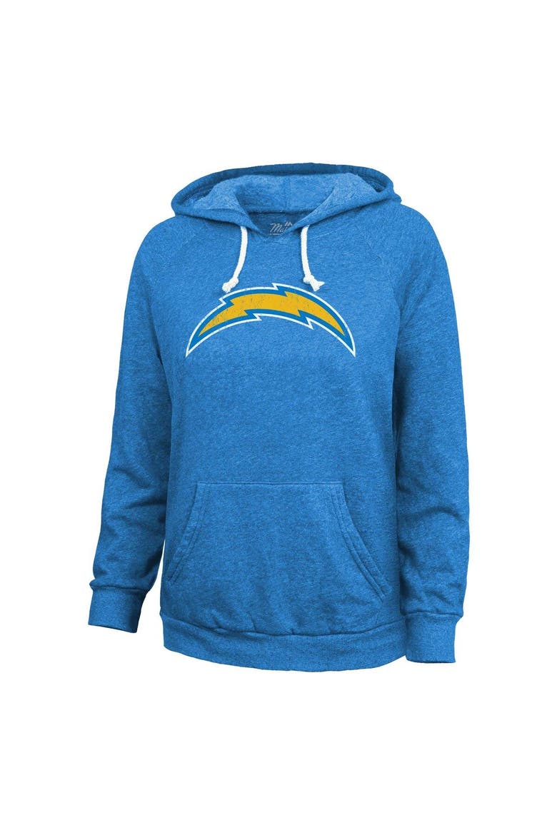 Women's Majestic Threads Justin Herbert  Powder Blue Los Angeles Chargers Name & Number Tri-Blend Pullover Hoodie, Alternate, color, Powder Blue