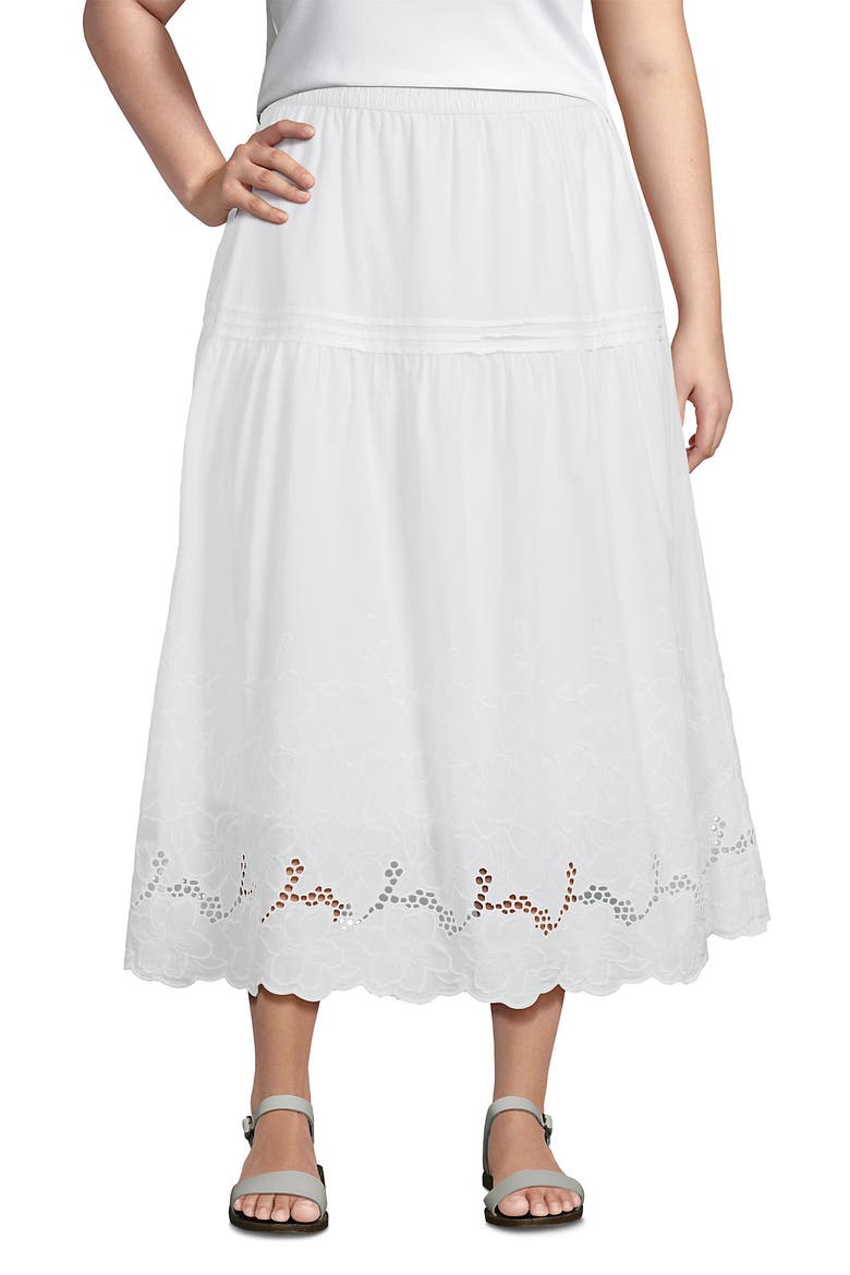 Plus Size Voile Eyelet Maxi Skirt, Main, color, White