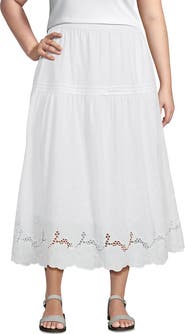 Lands' End Plus Size Voile Eyelet Maxi Skirt