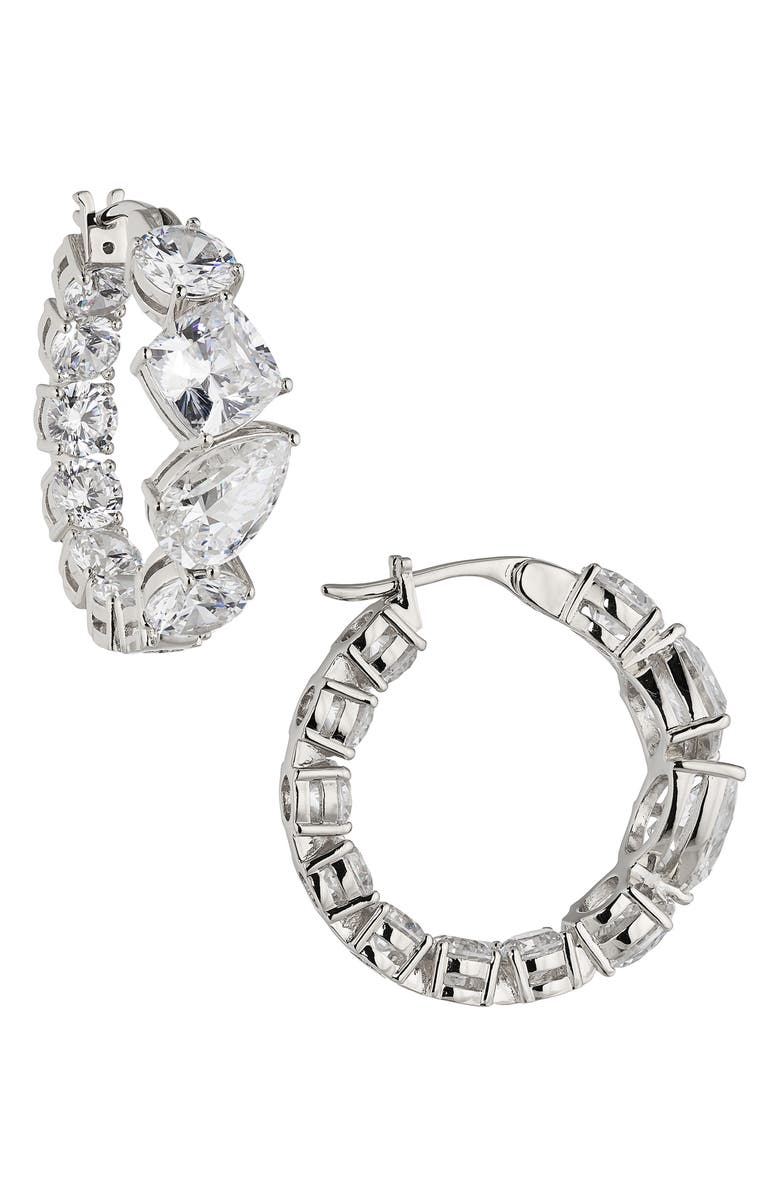 Nadri Chunky Cubic Zirconia Inside Out Hoop Earrings, Main, color, 