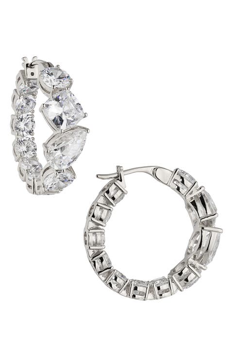 Chunky Cubic Zirconia Inside Out Hoop Earrings