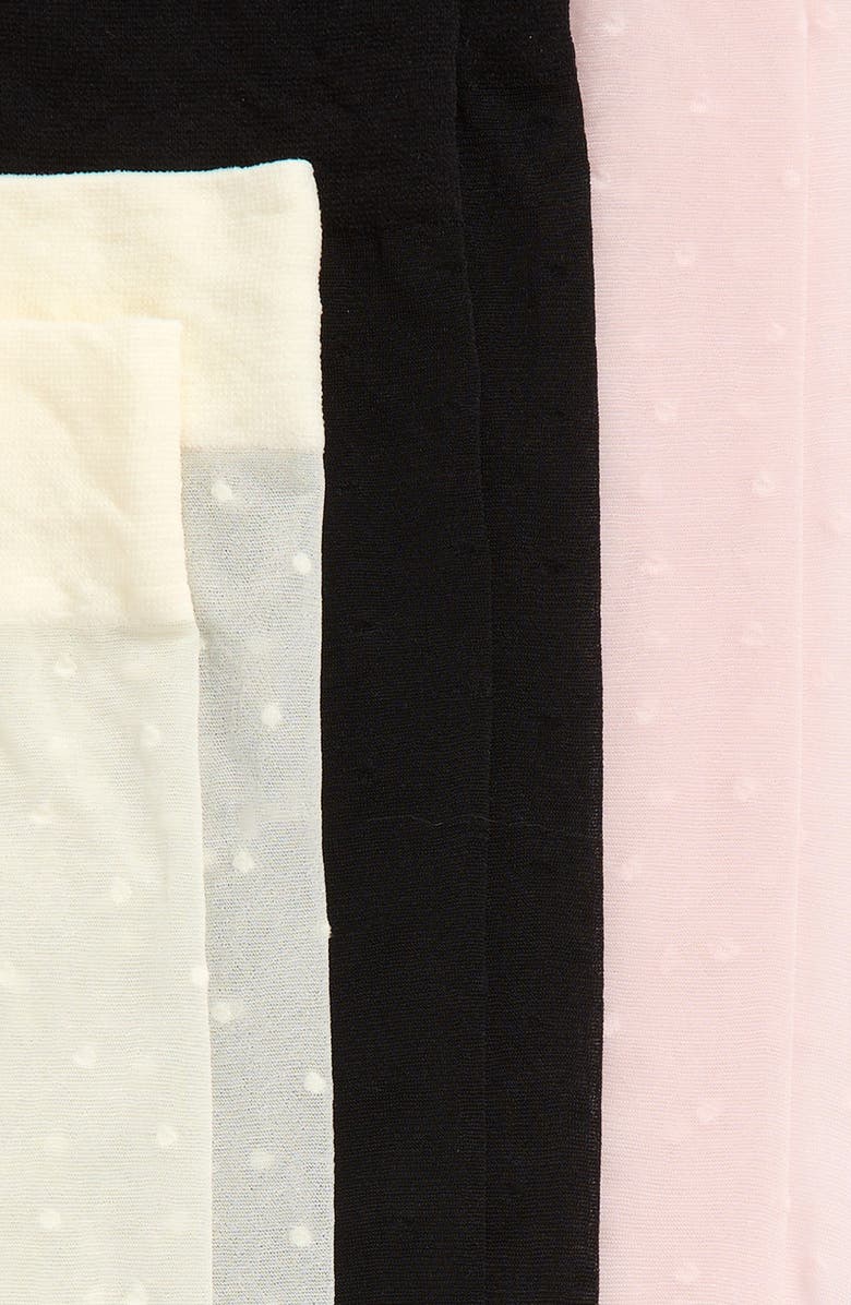 Nordstrom 3-Pack Sheer Dot Ankle Socks, Alternate, color, Black- Ivory- Pink