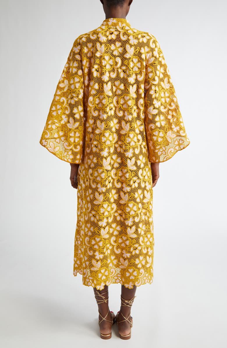 La Vie Style House Floral Lace Cover-Up Caftan, Alternate, color, Mustard/ Peach