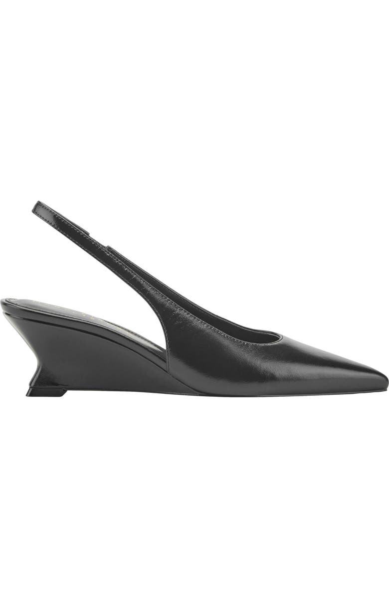 Marc Fisher Taten Slingback Pointed Toe Wedge Pump, Alternate, color, Black Smooth