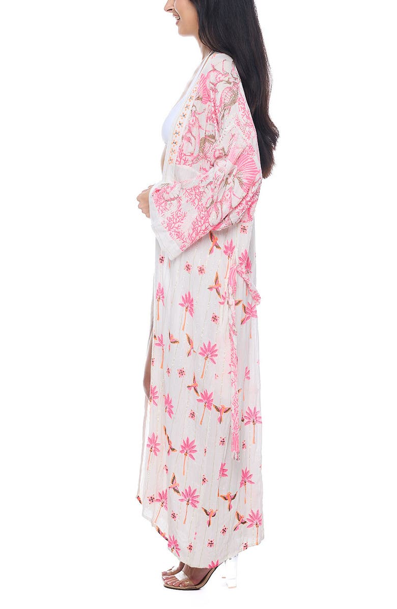 RANEES Printed Long Sleeve Duster, Alternate, color, Pink