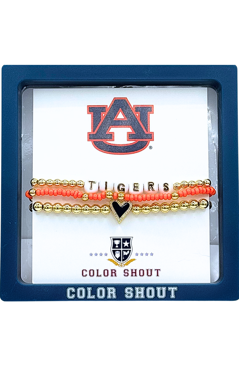 Color Shout Auburn University Love My College Bracelet Stack, Main, color, Yellow Gold
