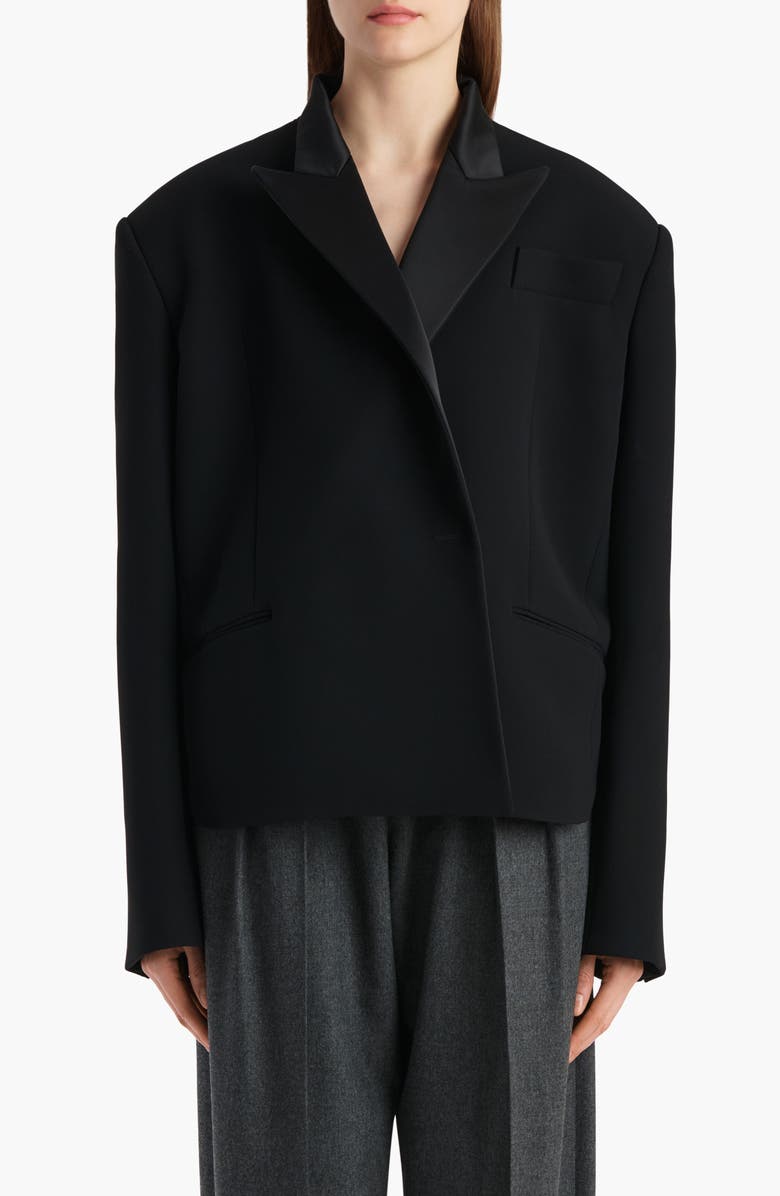 Khaite Comair Double Face Crepe Jacket, Main, color, Black