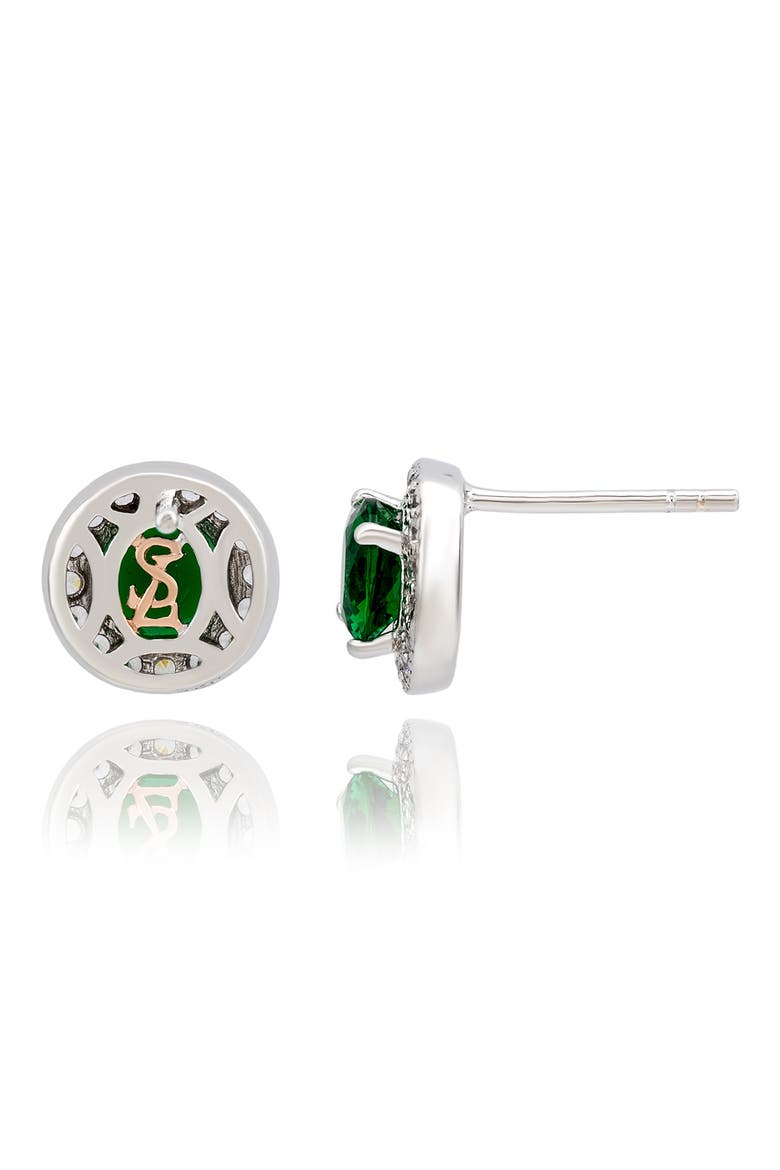 CZ Halo Stud Earrings, Alternate, color, GREEN