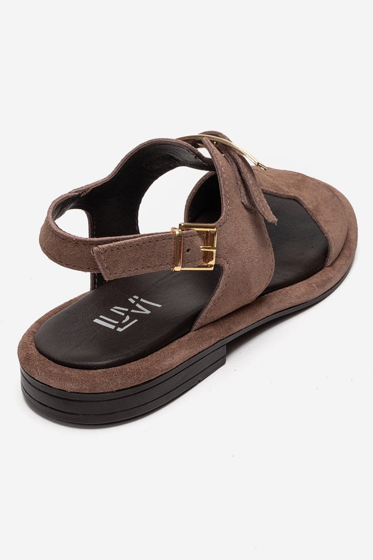 Auren Leather Buckle Sandal, Alternate, color, Mink Suede