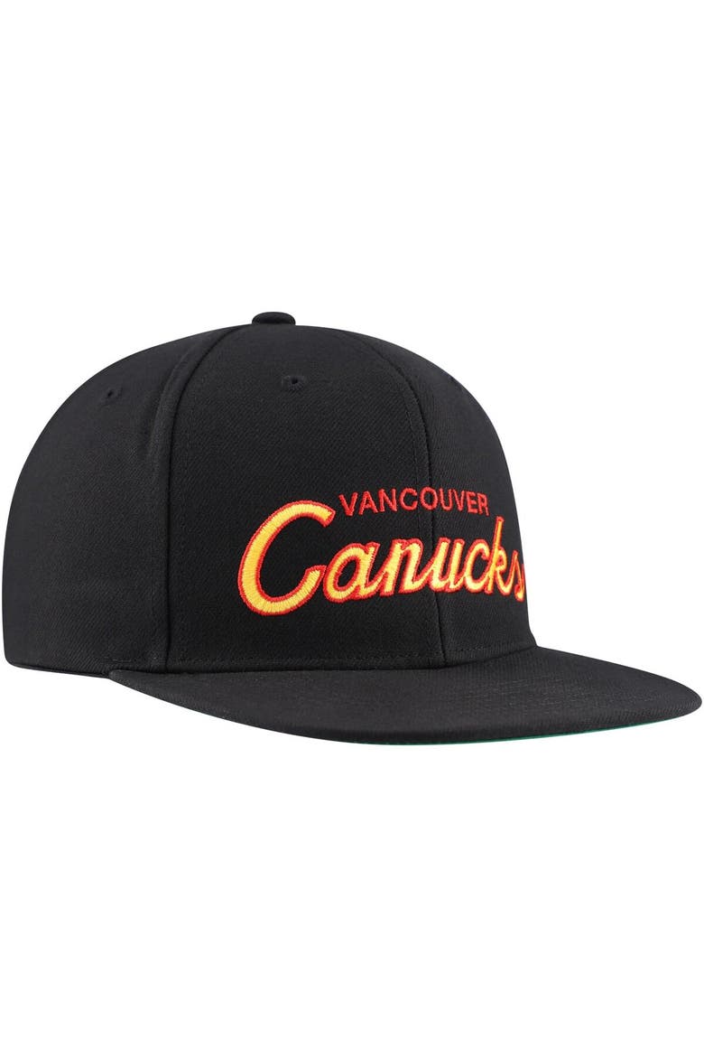 Men's Mitchell & Ness Black Vancouver Canucks Core Team Script 2.0 Snapback Hat, Alternate, color, Black