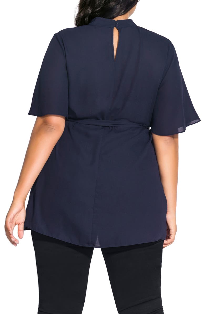 City Chic Tie Waist Tunic, Alternate, color, 