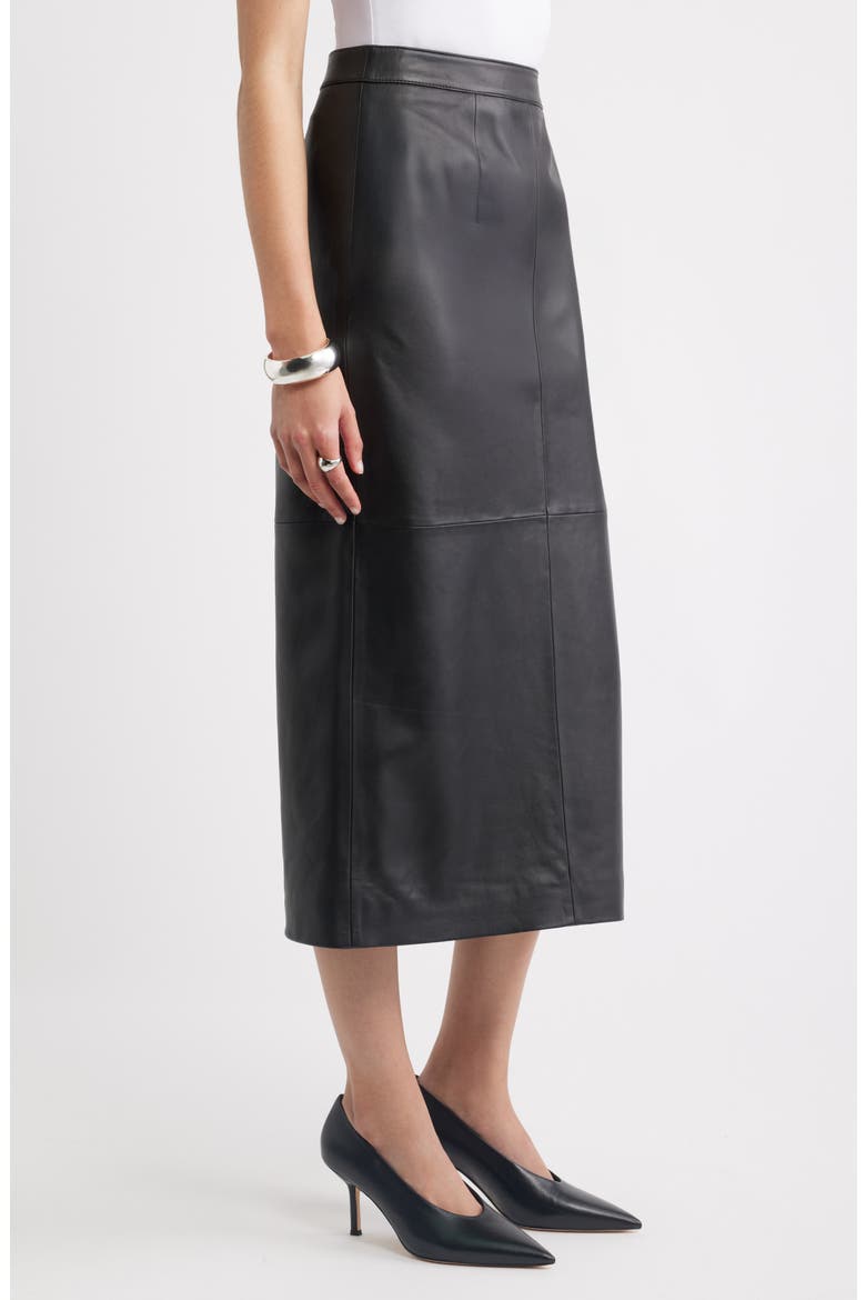 Leather Pencil Skirt, Alternate, color, BLACK