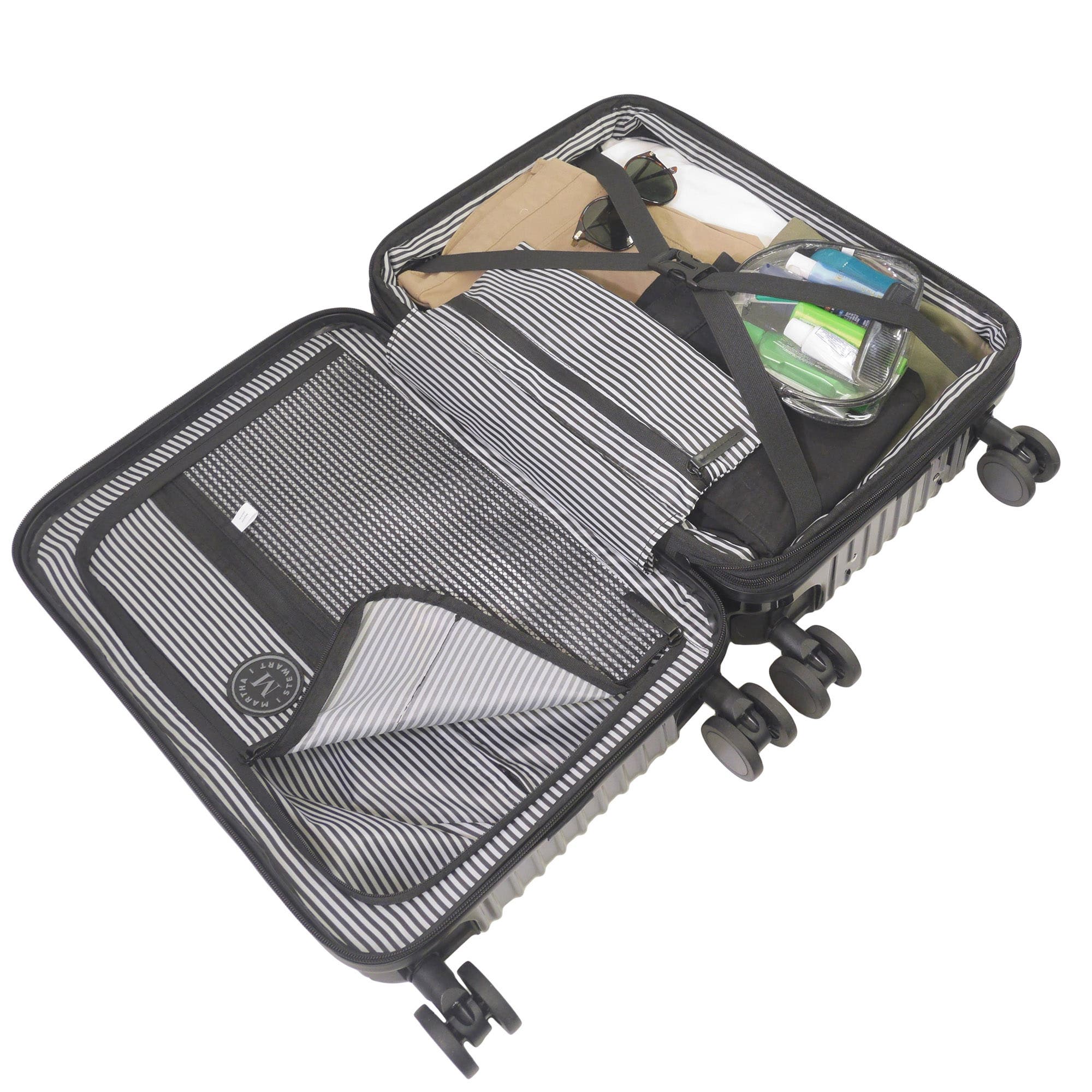 MARTHA STEWART The Bedford 3-Piece Hardcase Luggage Set, Alternate, color, Black