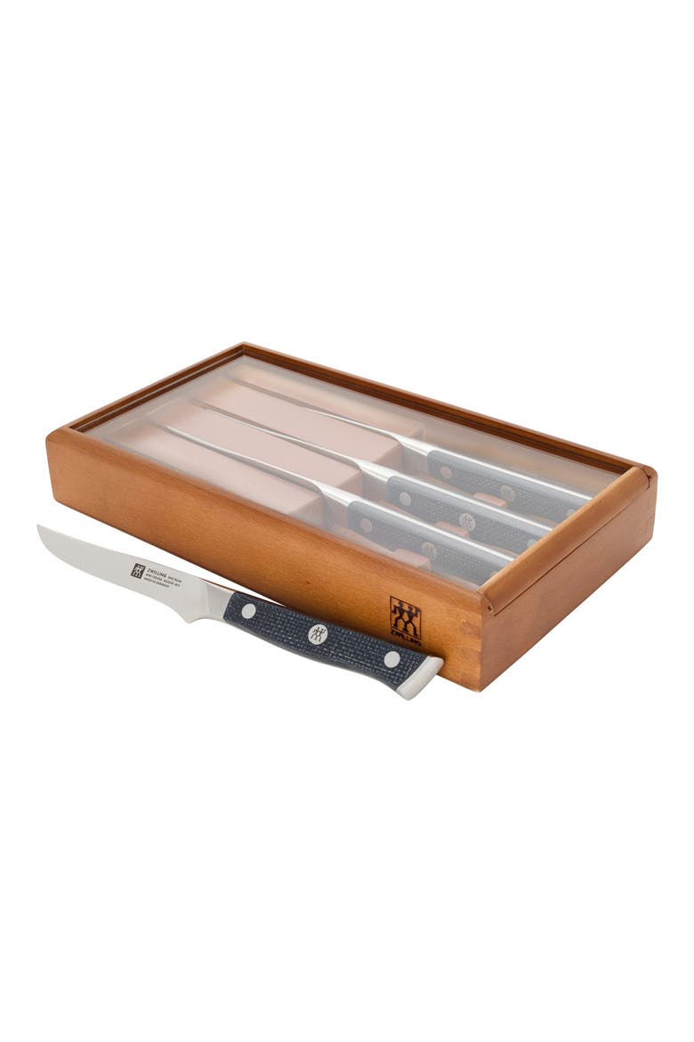 Spectrum 4-Piece Steak Knives, Main, color, BLACK