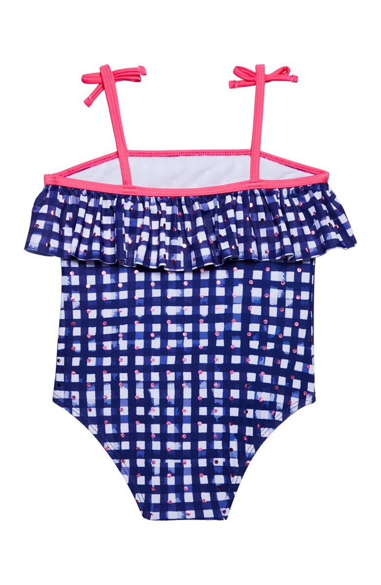 Andy & Evan Foiled Dot Ruffle One-Piece Swimsuit, Alternate, color,
