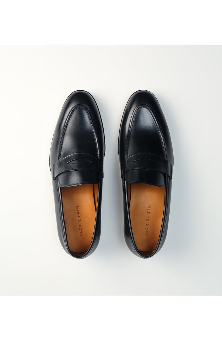 Jack Erwin Luke Leather Dress Penny Loafer, Alternate, color, Black Full Grain