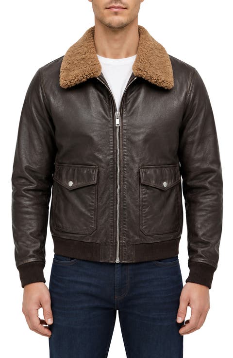 Oversized Leather Aviator Jacket